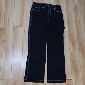 Refuge women's medium black jeans with white stitching